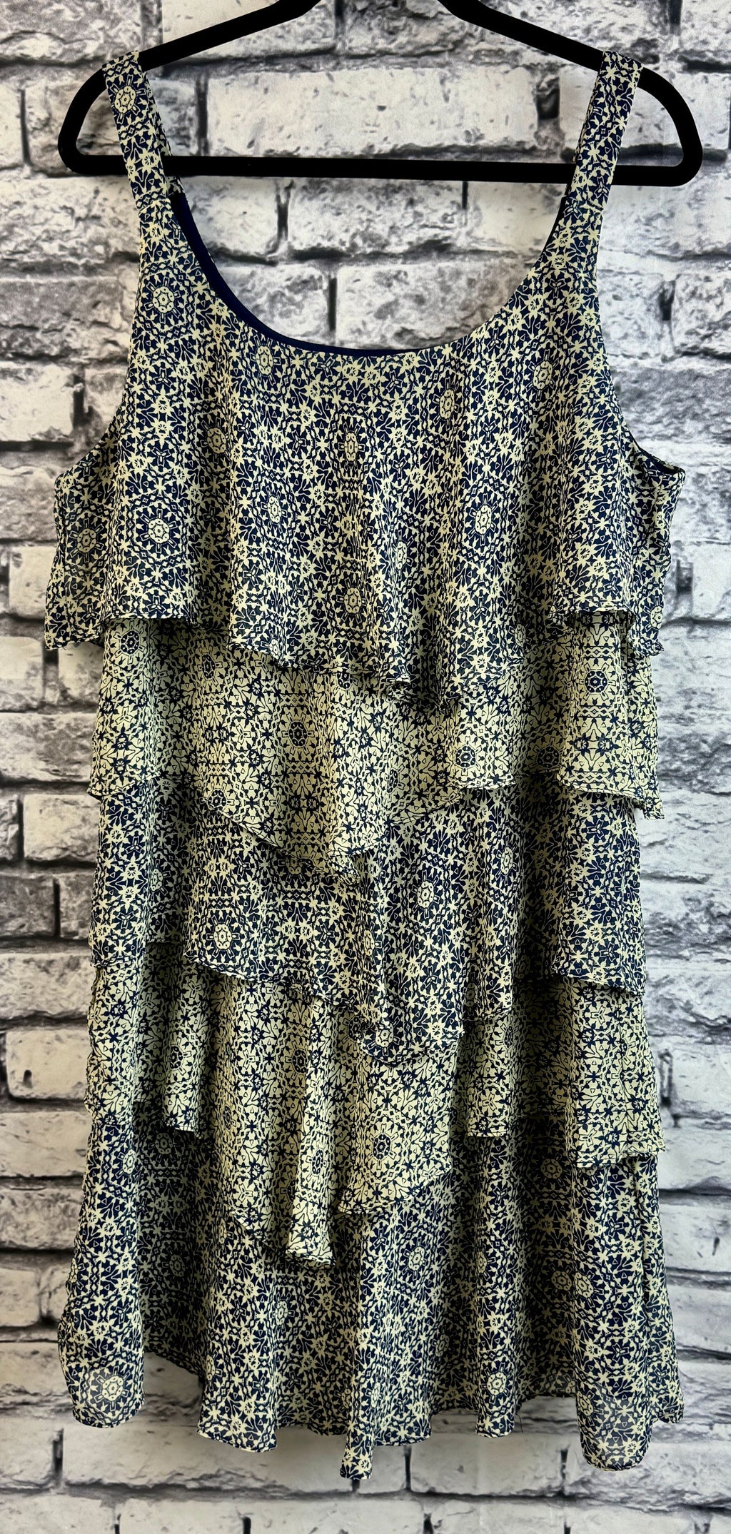 Robbie Bee Tiered Navy & Ivory Dress - Image 1