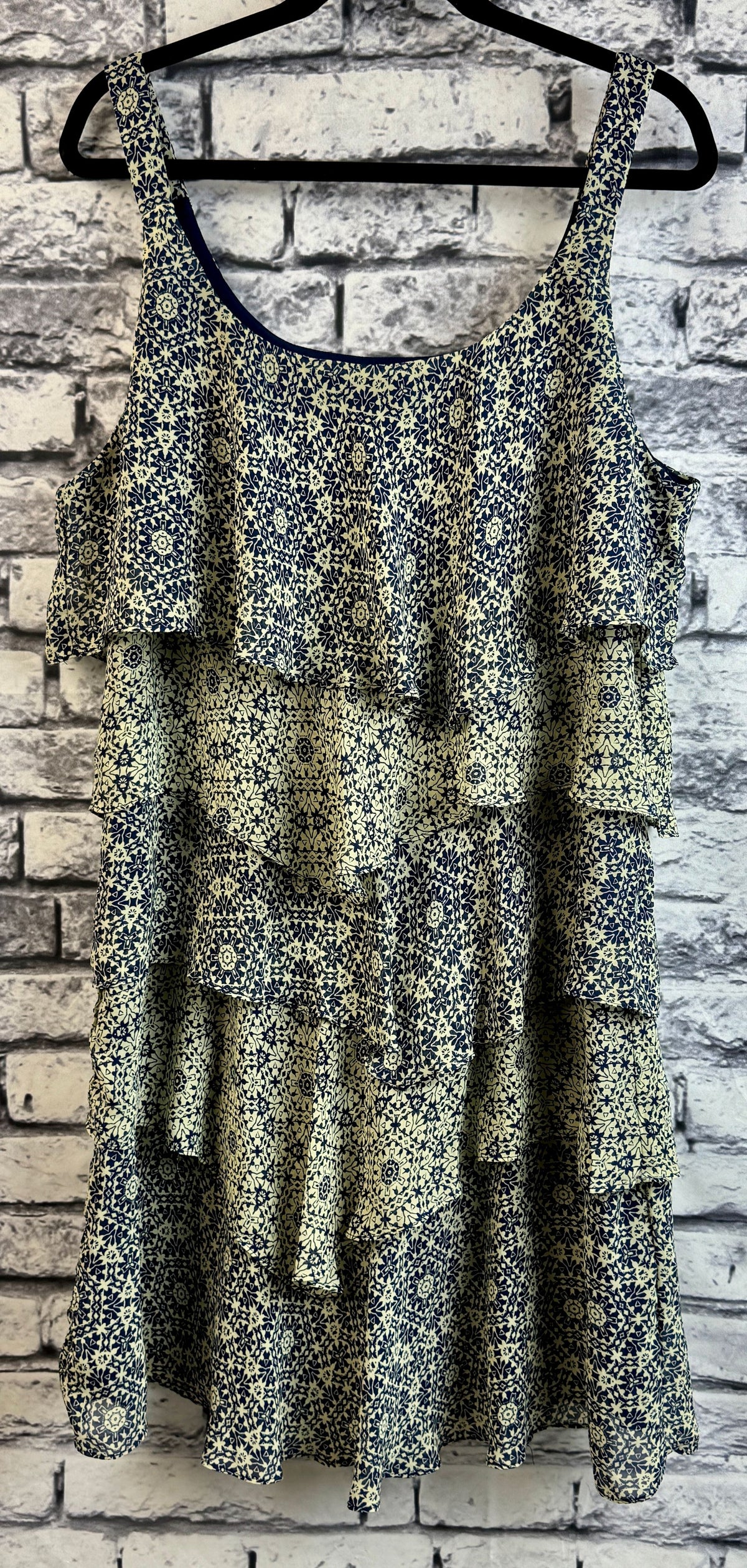 Robbie Bee Tiered Navy & Ivory Dress - Image 1
