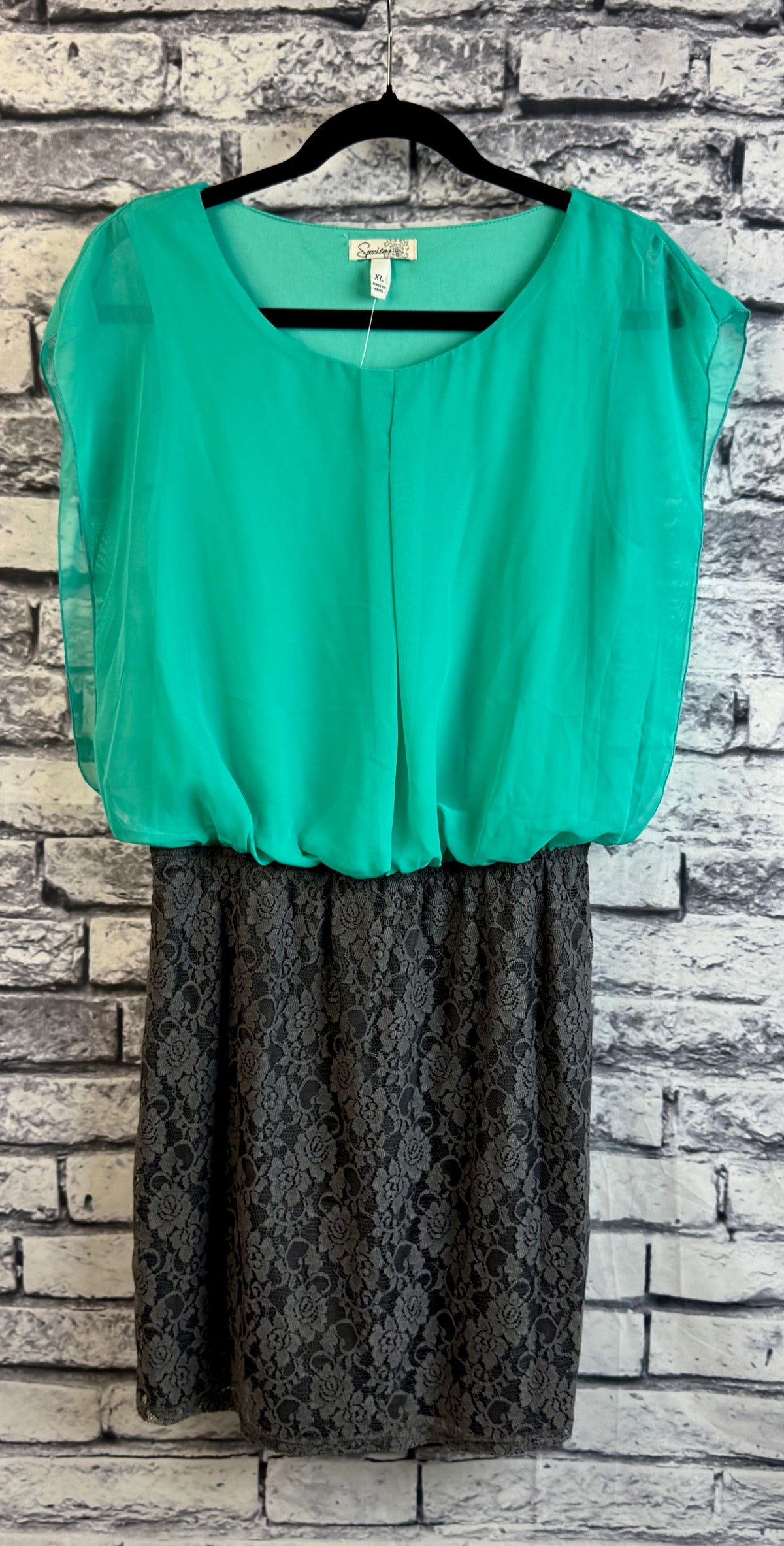 Speechless Green & Gray Dress - Image 1