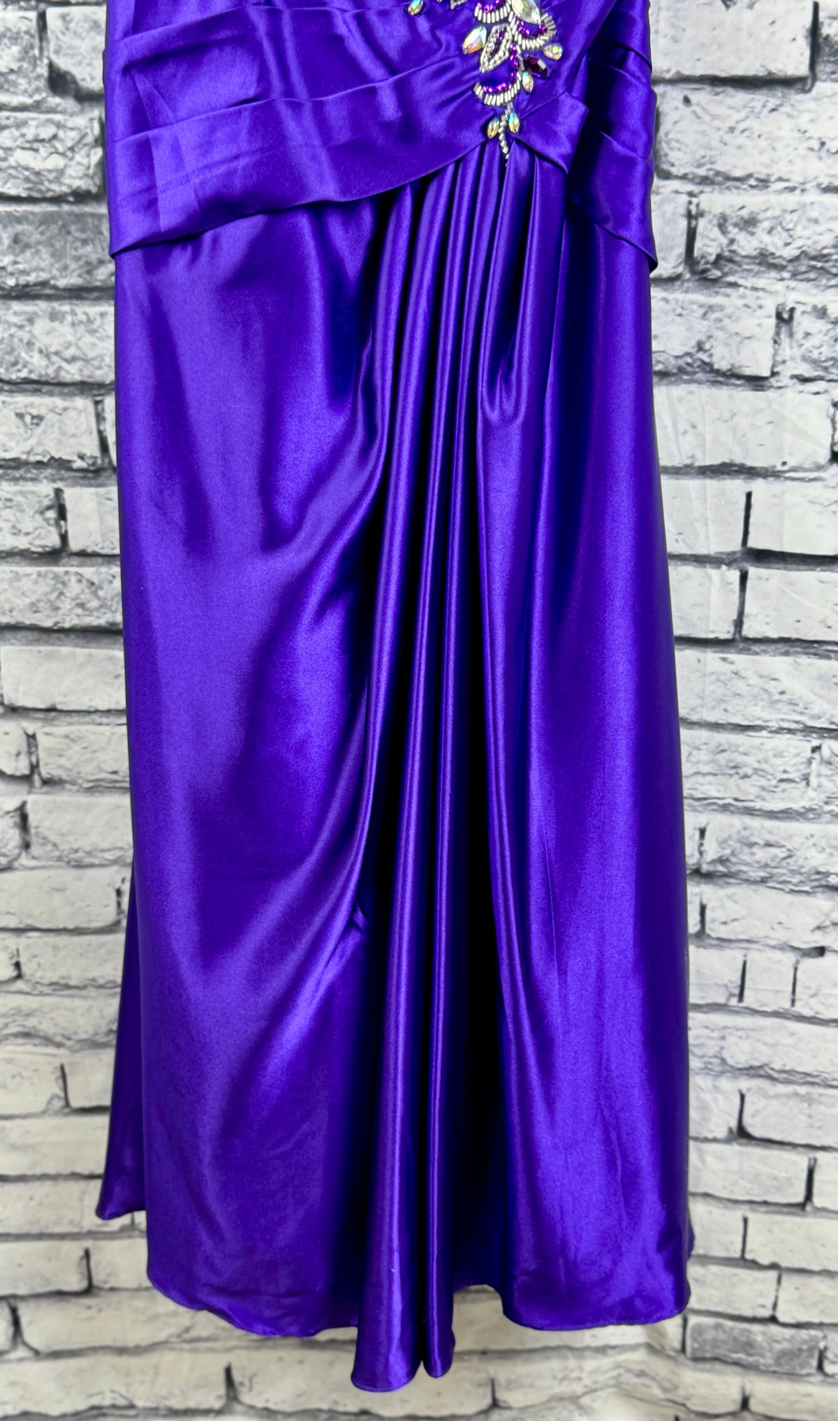 VTG 90's Purple Satin Dress - Image 4