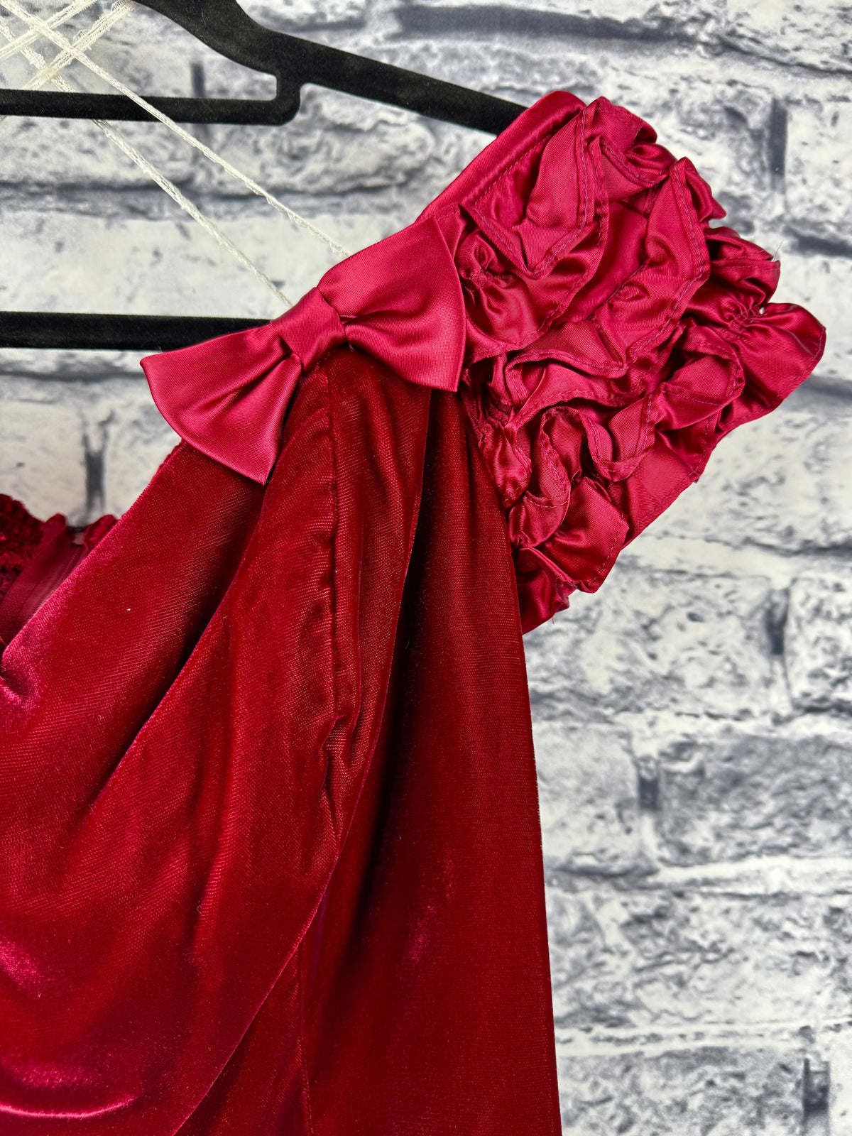 VTG Burgundy Velvet Dress - Image 5
