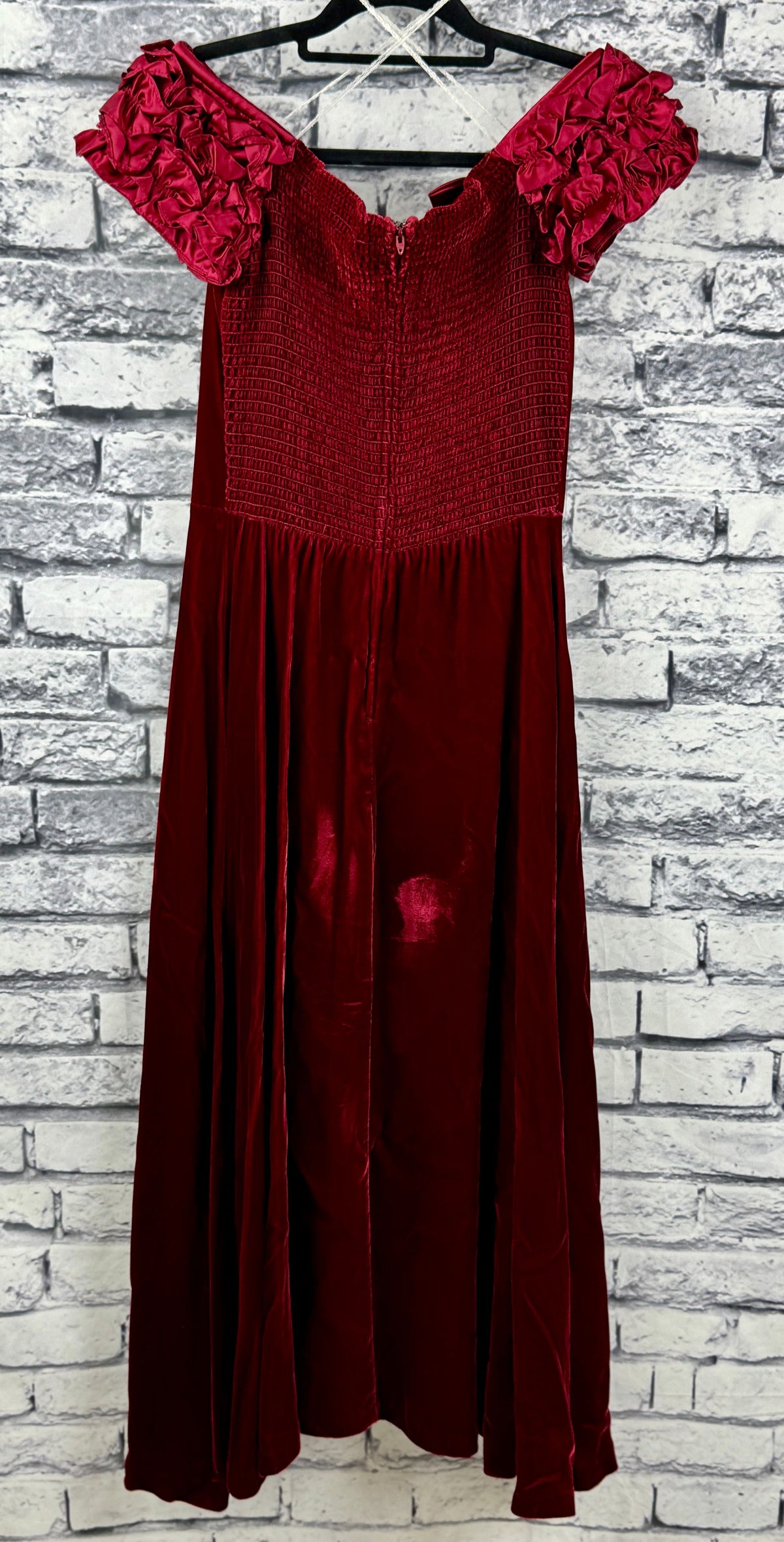 VTG Burgundy Velvet Dress - Image 6
