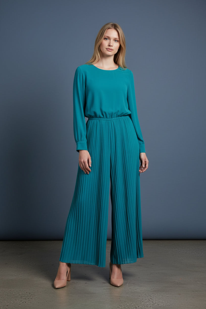 VTG Green Pleated Jumpsuit - Image 1