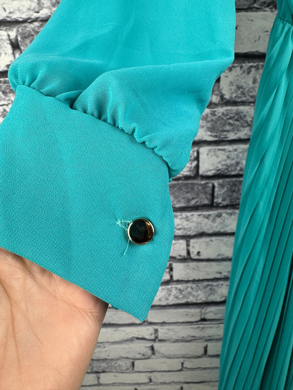 VTG Green Pleated Jumpsuit - Image 6
